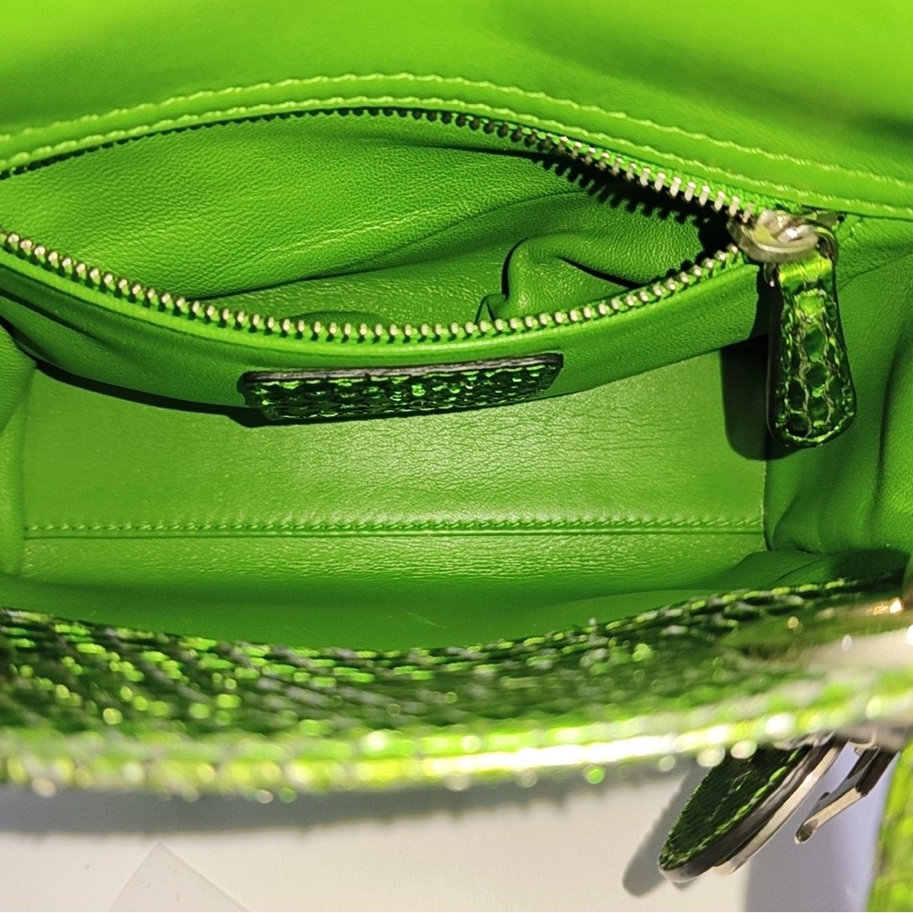 Dior Green Python Leather Mini Lady Dior Top - Handle Bag - Picture 6 of 9